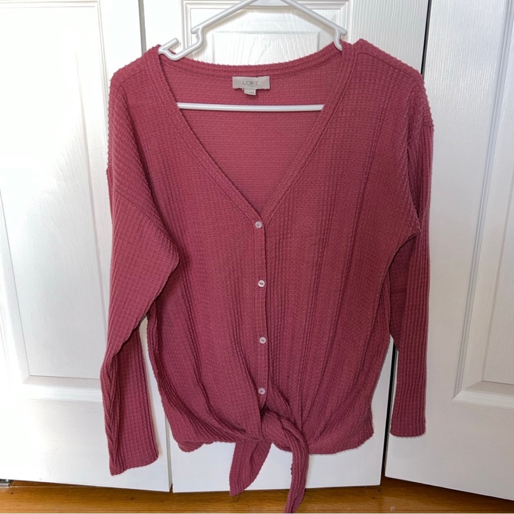 Loft knit top with cute tie at the bottom